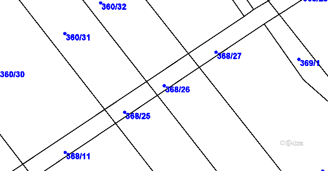 Parcela st. 368/26 v KÚ Nový Poddvorov, Katastrální mapa
