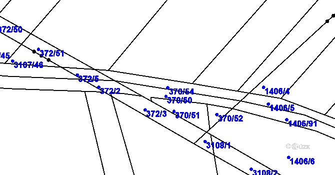 Parcela st. 370/54 v KÚ Nový Poddvorov, Katastrální mapa