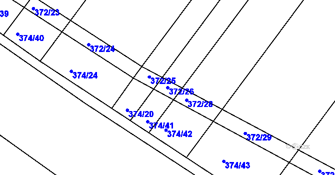Parcela st. 372/26 v KÚ Nový Poddvorov, Katastrální mapa