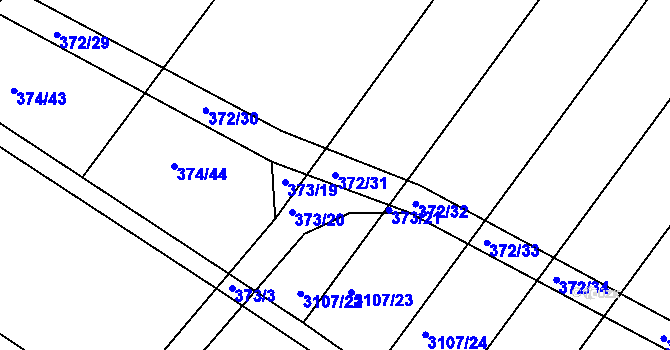 Parcela st. 372/31 v KÚ Nový Poddvorov, Katastrální mapa