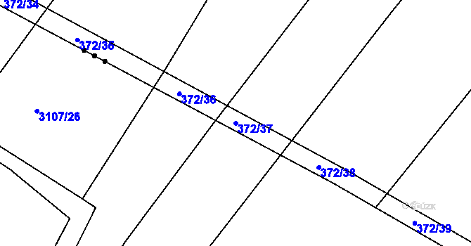 Parcela st. 372/37 v KÚ Nový Poddvorov, Katastrální mapa