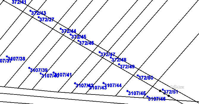 Parcela st. 372/47 v KÚ Nový Poddvorov, Katastrální mapa