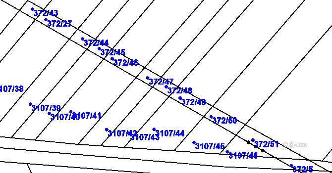 Parcela st. 372/48 v KÚ Nový Poddvorov, Katastrální mapa