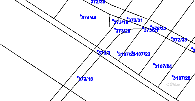 Parcela st. 373/3 v KÚ Nový Poddvorov, Katastrální mapa