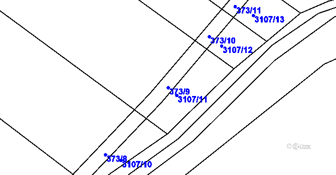 Parcela st. 373/9 v KÚ Nový Poddvorov, Katastrální mapa