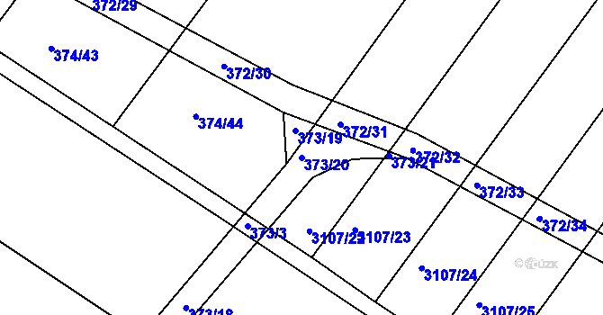 Parcela st. 373/20 v KÚ Nový Poddvorov, Katastrální mapa