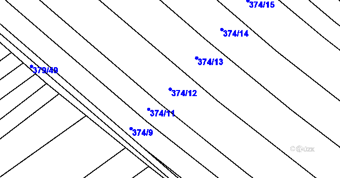 Parcela st. 374/12 v KÚ Nový Poddvorov, Katastrální mapa