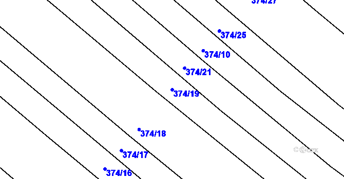 Parcela st. 374/19 v KÚ Nový Poddvorov, Katastrální mapa