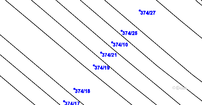 Parcela st. 374/21 v KÚ Nový Poddvorov, Katastrální mapa