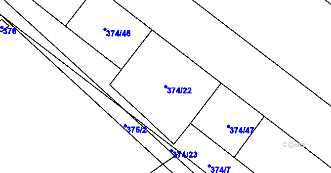 Parcela st. 374/22 v KÚ Nový Poddvorov, Katastrální mapa