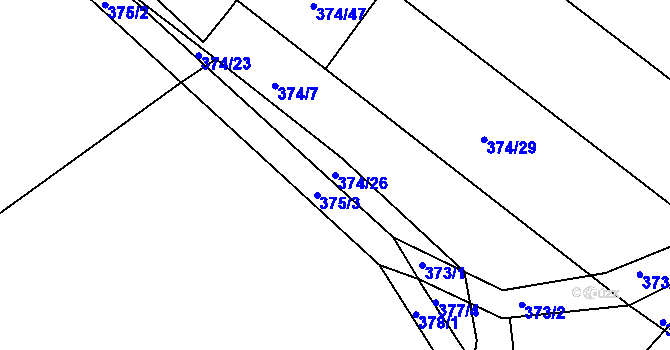 Parcela st. 374/26 v KÚ Nový Poddvorov, Katastrální mapa