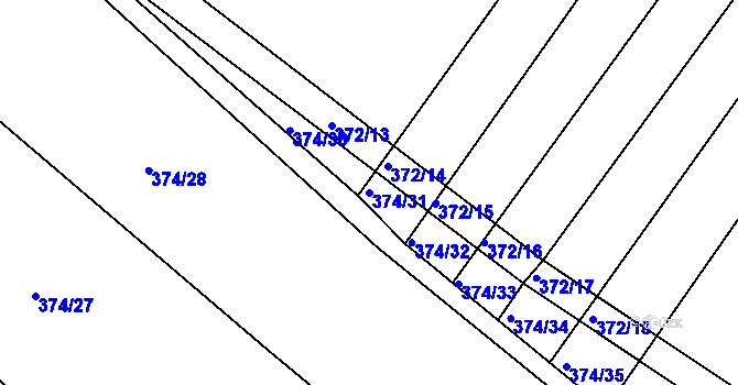 Parcela st. 374/31 v KÚ Nový Poddvorov, Katastrální mapa