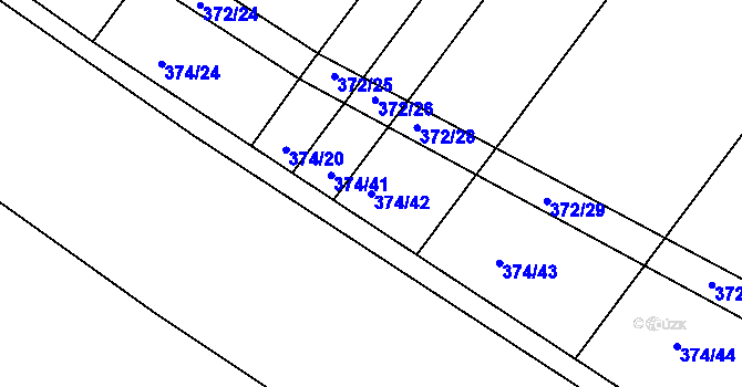 Parcela st. 374/42 v KÚ Nový Poddvorov, Katastrální mapa