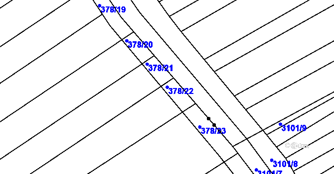 Parcela st. 378/22 v KÚ Nový Poddvorov, Katastrální mapa