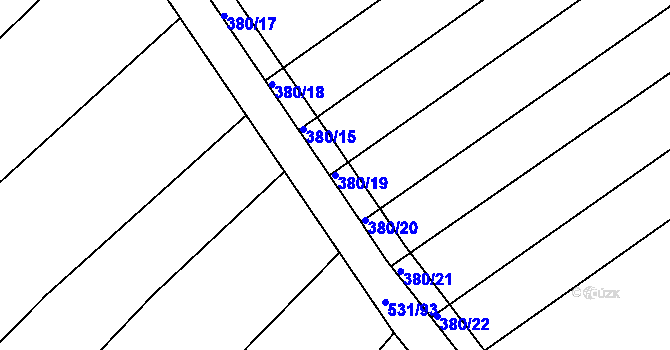Parcela st. 380/19 v KÚ Nový Poddvorov, Katastrální mapa