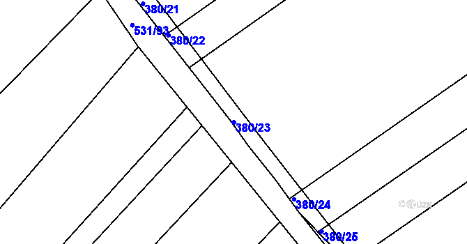 Parcela st. 380/23 v KÚ Nový Poddvorov, Katastrální mapa