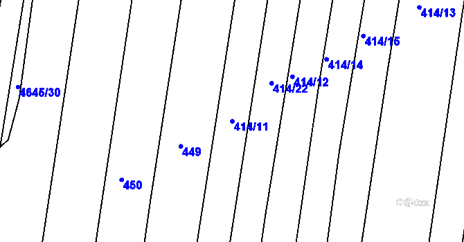 Parcela st. 414/11 v KÚ Nový Poddvorov, Katastrální mapa
