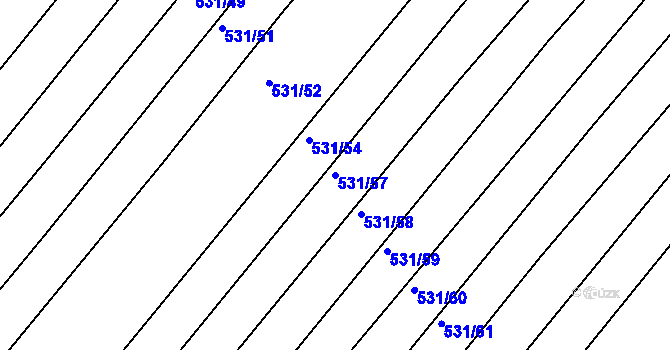 Parcela st. 531/57 v KÚ Nový Poddvorov, Katastrální mapa