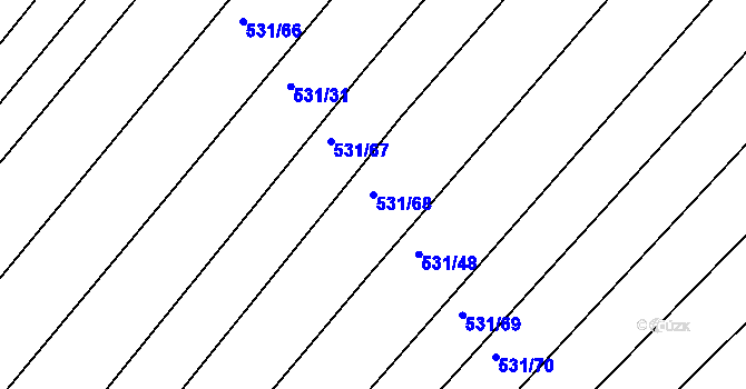 Parcela st. 531/68 v KÚ Nový Poddvorov, Katastrální mapa