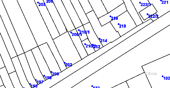 Parcela st. 210/2 v KÚ Nový Poddvorov, Katastrální mapa