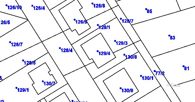 Parcela st. 129/4 v KÚ Nový Poddvorov, Katastrální mapa
