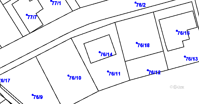 Parcela st. 76/14 v KÚ Nový Poddvorov, Katastrální mapa