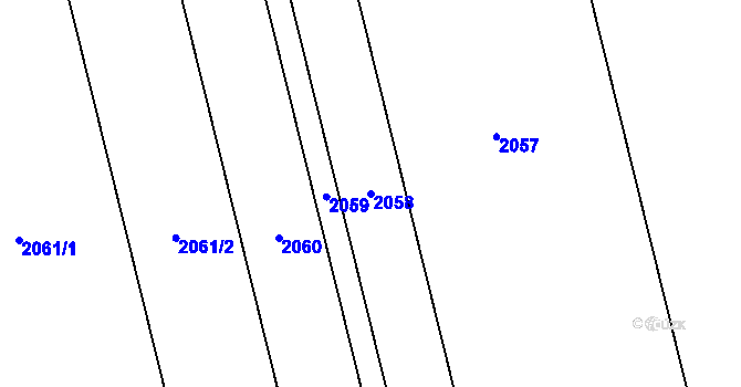 Parcela st. 2058 v KÚ Nový Přerov, Katastrální mapa