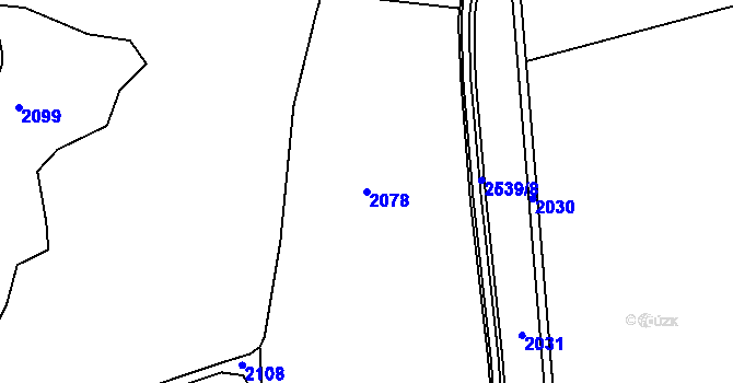 Parcela st. 2078 v KÚ Nový Přerov, Katastrální mapa