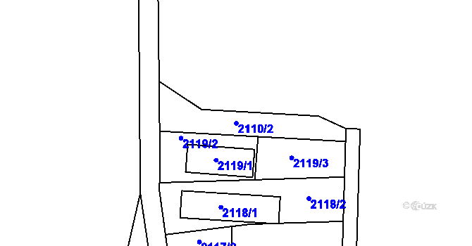 Parcela st. 2110/2 v KÚ Nový Přerov, Katastrální mapa