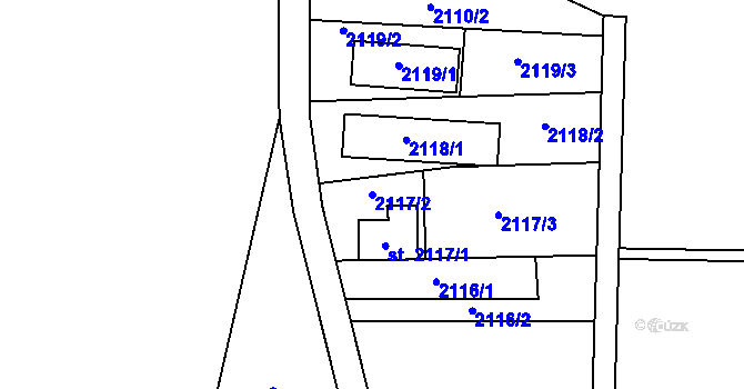 Parcela st. 2117/2 v KÚ Nový Přerov, Katastrální mapa