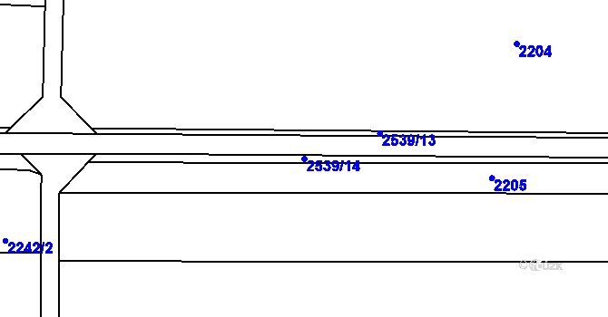 Parcela st. 2539/14 v KÚ Nový Přerov, Katastrální mapa