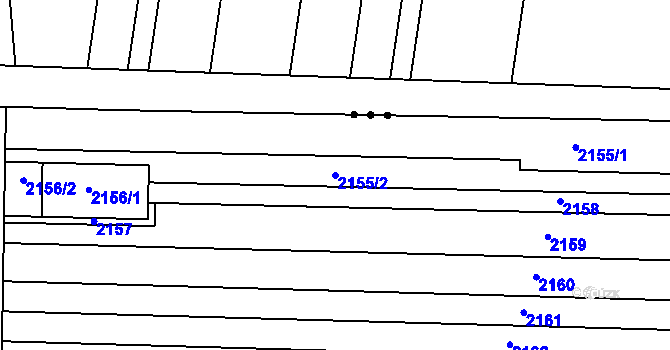 Parcela st. 2155/2 v KÚ Nový Přerov, Katastrální mapa