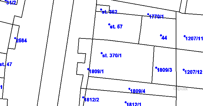Parcela st. 370/1 v KÚ Nový Přerov, Katastrální mapa