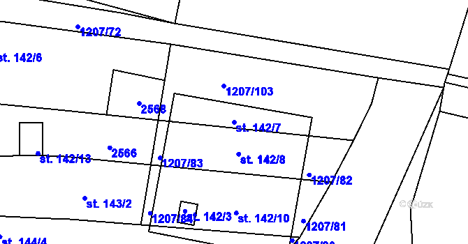 Parcela st. 142/7 v KÚ Nový Přerov, Katastrální mapa