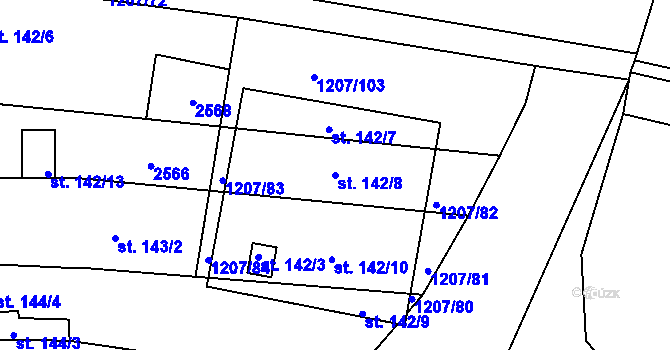 Parcela st. 142/8 v KÚ Nový Přerov, Katastrální mapa