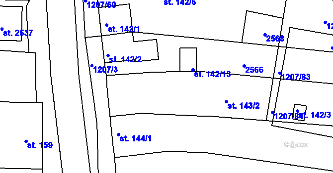 Parcela st. 143/4 v KÚ Nový Přerov, Katastrální mapa