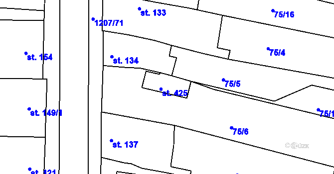 Parcela st. 425 v KÚ Nový Přerov, Katastrální mapa