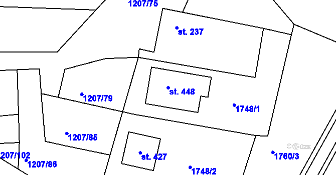 Parcela st. 448 v KÚ Nový Přerov, Katastrální mapa