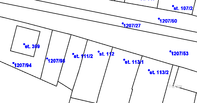 Parcela st. 112 v KÚ Nový Přerov, Katastrální mapa