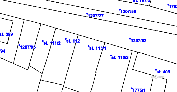 Parcela st. 113/1 v KÚ Nový Přerov, Katastrální mapa