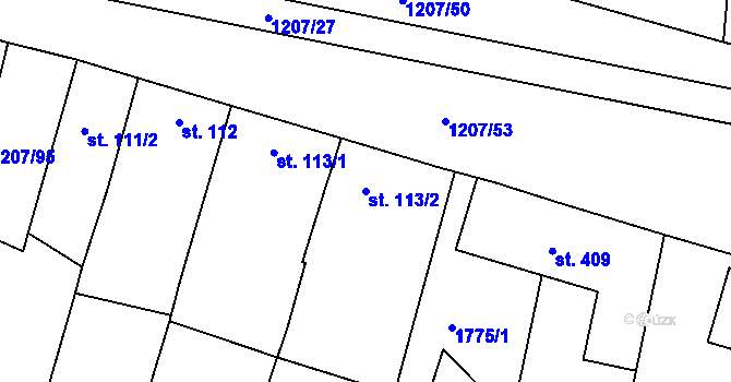 Parcela st. 113/2 v KÚ Nový Přerov, Katastrální mapa