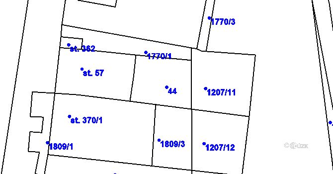 Parcela st. 44 v KÚ Nový Přerov, Katastrální mapa