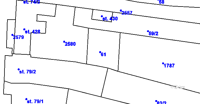 Parcela st. 61 v KÚ Nový Přerov, Katastrální mapa