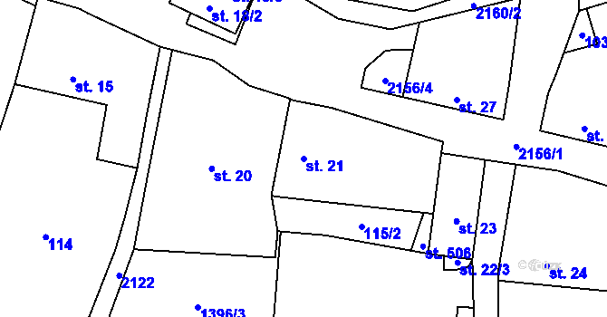 Parcela st. 21 v KÚ Nový Rychnov, Katastrální mapa