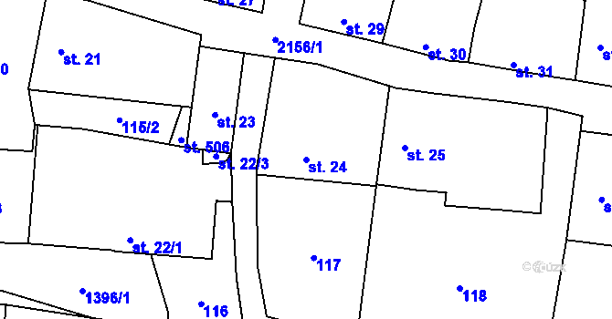 Parcela st. 24 v KÚ Nový Rychnov, Katastrální mapa