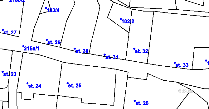Parcela st. 31 v KÚ Nový Rychnov, Katastrální mapa