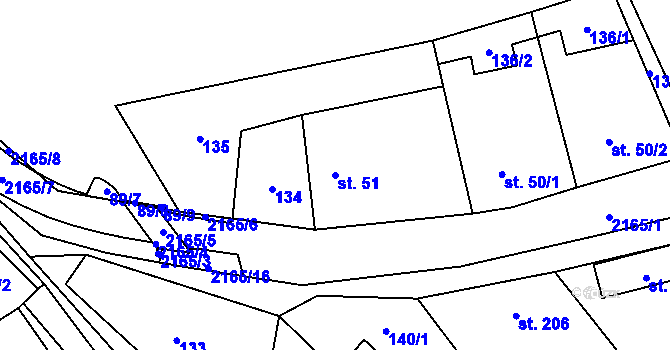 Parcela st. 51 v KÚ Nový Rychnov, Katastrální mapa