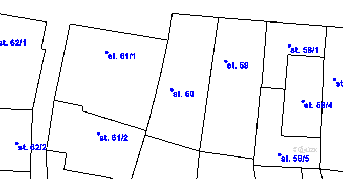 Parcela st. 60 v KÚ Nový Rychnov, Katastrální mapa