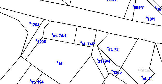 Parcela st. 74/2 v KÚ Nový Rychnov, Katastrální mapa