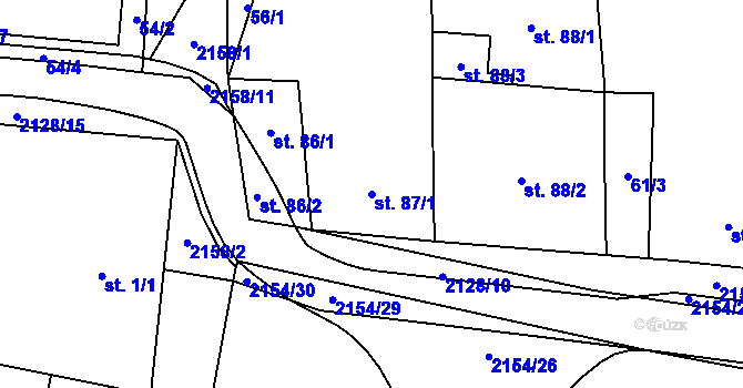 Parcela st. 87/1 v KÚ Nový Rychnov, Katastrální mapa
